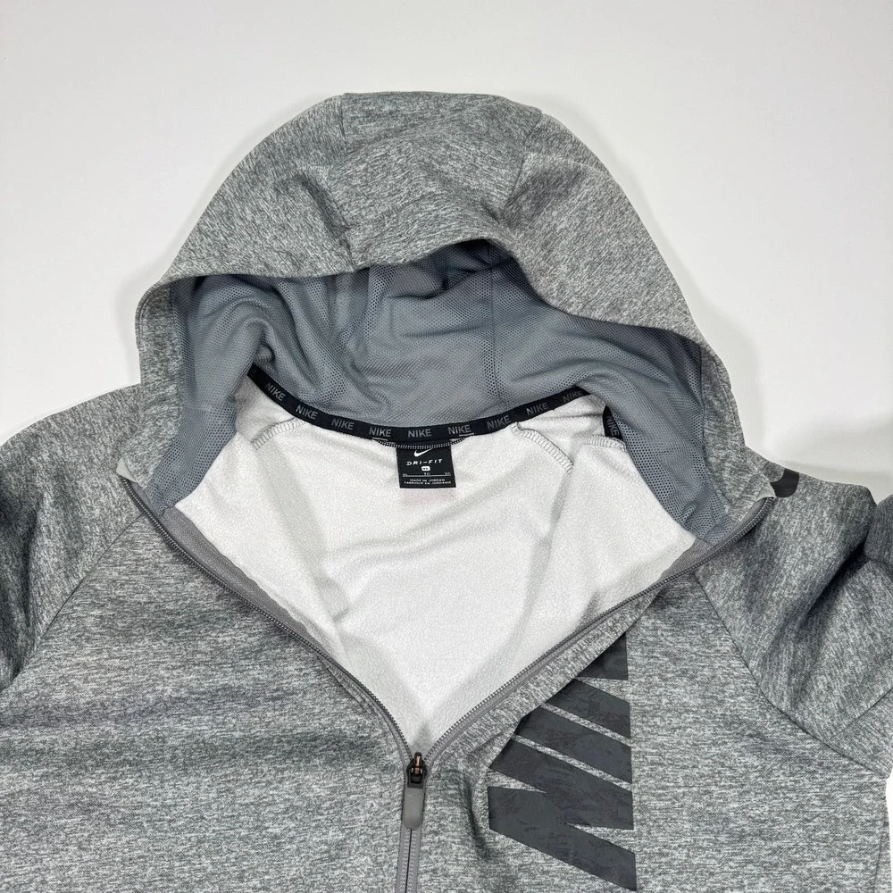 Nike Dri-FIT Mens XL Heather Gray Full Zip Hoodie Sweatshirt Athletic Training